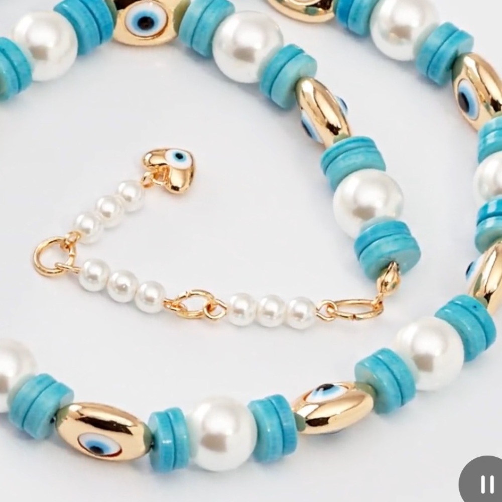 Lindsay beaded necklace, evil eye - Picture 4 of 10